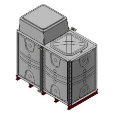 3000 Litre GRP Sectional Water Tank, Internally Flanged Base, AB Airgap (IFB)