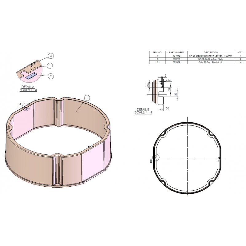 Kingspan Parts BIODISC BA/BB LID EXTENSION NECK 550mm