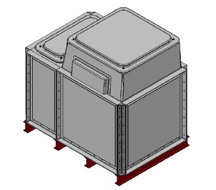 Purewater 1500 Litre GRP Sectional Water Tank, Internally Flanged Base AB Airgap