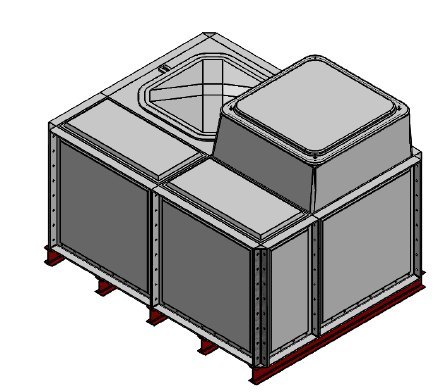 Purewater 3000 Litre GRP Sectional Water Tank, Internally Flanged Base, AB Airgap (IFB)