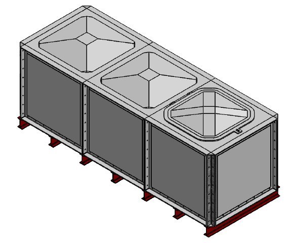 Purewater 3000 Litre GRP Sectional Water Tank, Internally Flanged Base (IFB)