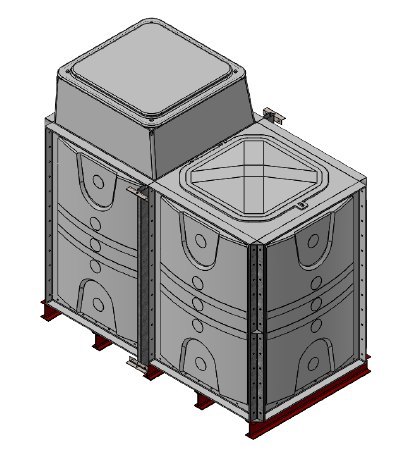 Purewater 3000 Litre GRP Sectional Water Tank, Internally Flanged Base, AB Airgap (IFB)