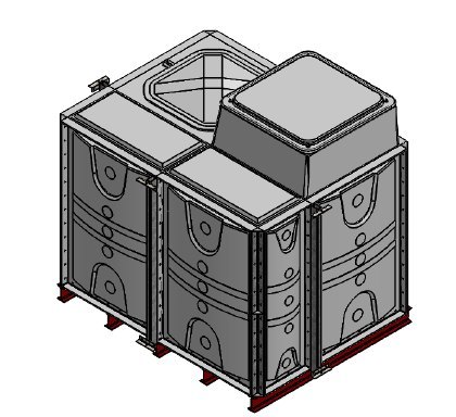 Purewater 4500 Litre GRP Sectional Water Tank, Internally Flanged Base, AB Airgap (IFB)