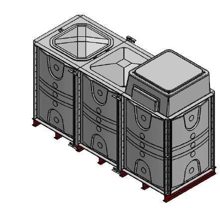 Purewater 4500 Litre GRP Sectional Water Tank, Internally Flanged Base, AB Airgap (IFB)