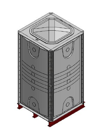 Purewater 2000 Litre GRP Sectional Water Tank, Internally Flanged Base (IFB)