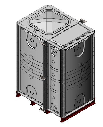 Purewater 3000 Litre GRP Sectional Water Tank, Internally Flanged Base (IFB)