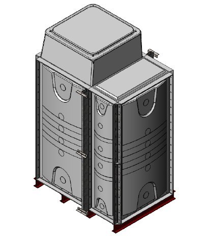 Purewater 3000 Litre GRP Sectional Water Tank, Internally Flanged Base, AB Airgap (IFB)