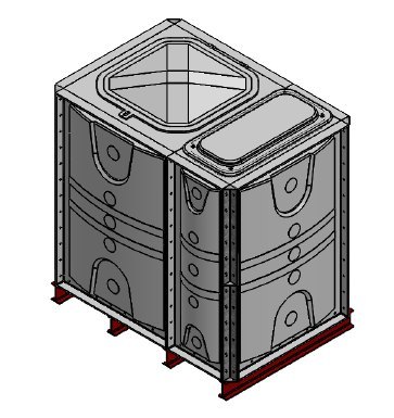 Purewater 2500 Litre GRP Sectional Water Tank, Internally Flanged Base (IFB) Divided