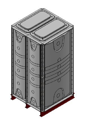 Purewater 2000 Litre GRP Sectional Water Tank, Internally Flanged Base (IFB) Divided