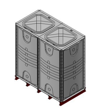 Purewater 4000 Litre GRP Sectional Water Tank, Internally Flanged Base (IFB) Divided